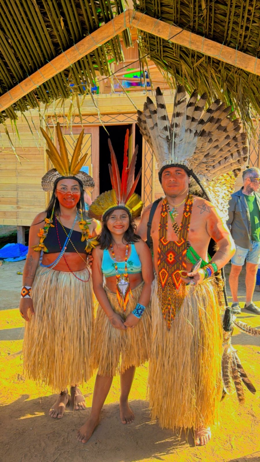 Yawanawá family in ceremonial dress