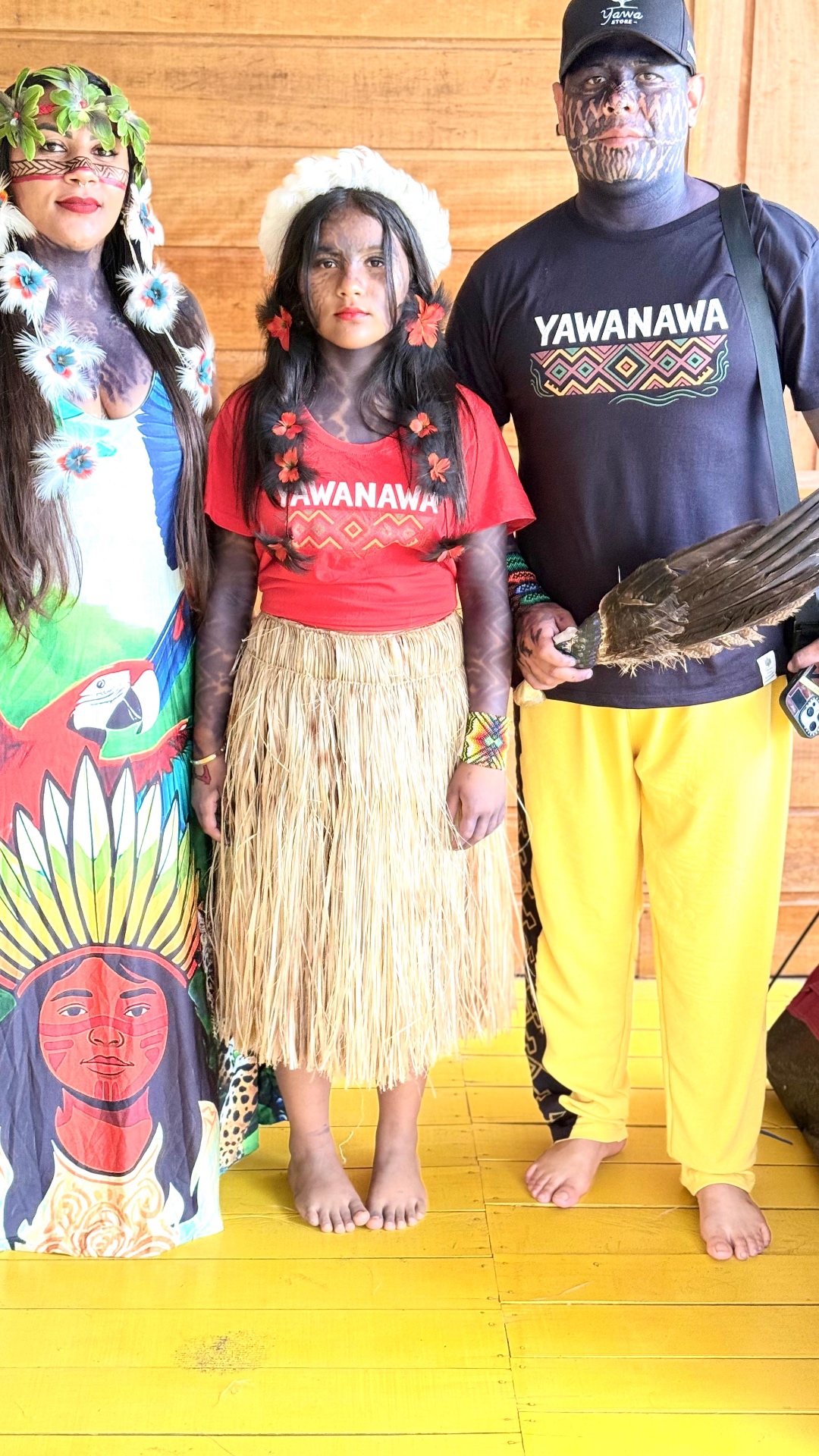 Yawanawá tribe members in ceremonial attire